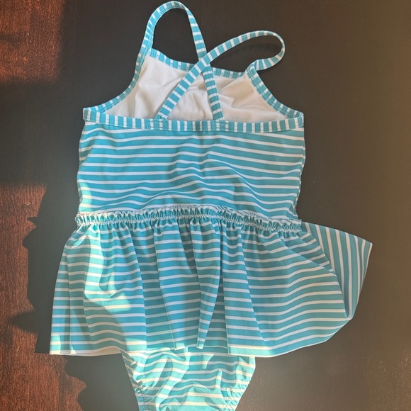 Hanna Andersson Moon and Back Aqua Striped One Piece Swimsuit - Picture 5 of 5